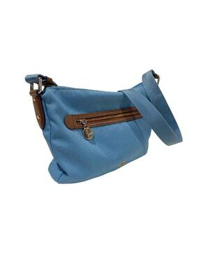 COACH Sawyer Blue Camel Nylon Crossbody Travel Essential Sporty Chic F37239 READ